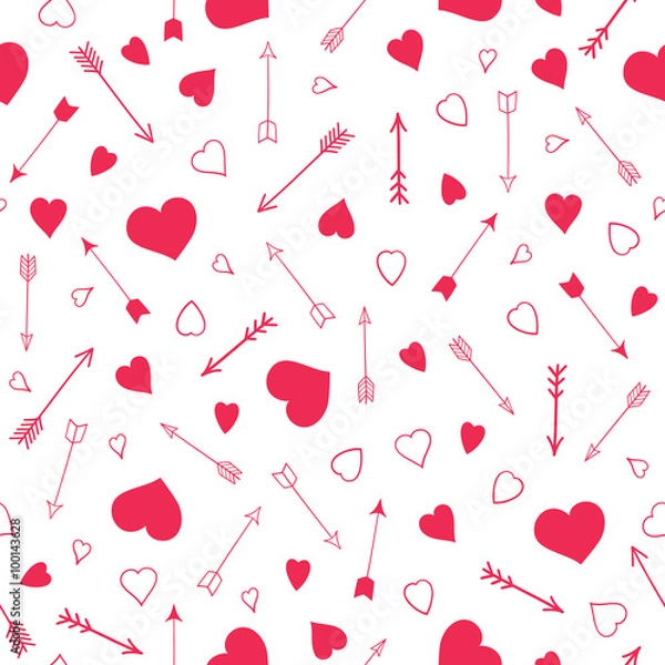 Obraz Seamless vector pattern with hearts and arrows