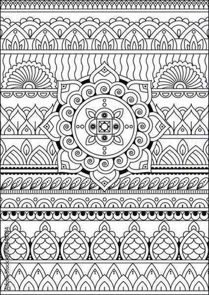 Obraz Coloring book page. Coloring for adults. Colorless pattern with abstract elements.