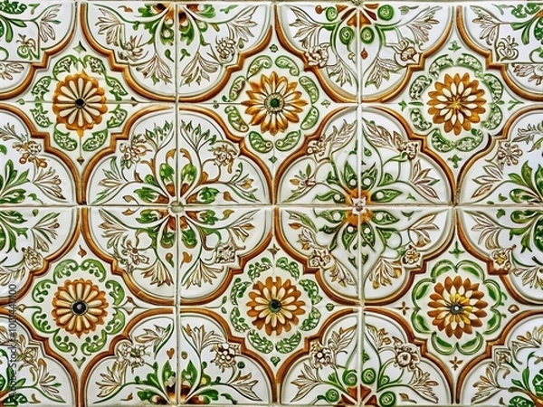 Fototapeta Elegant White Tiles with Intricate Design Patterns for Modern Interior Design and Home Decor