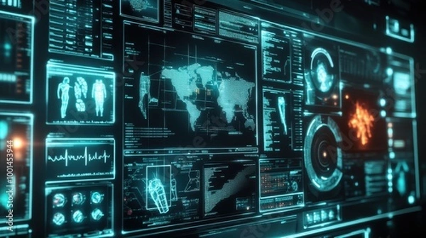 Obraz A modern electronic medical record system displayed on a digital interface, representing advanced medical technology