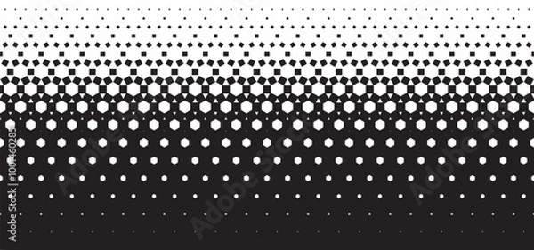 Fototapeta Geometric pattern of black figures on a white background.Seamless in one direction.Option with a SHORT fade out.Scale method.