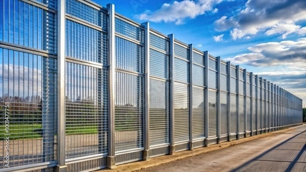 Obraz Modular Steel Fence Elements Stack for Industrial Security Boundary Design