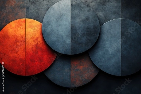 Fototapeta A series of circles with one red and one blue