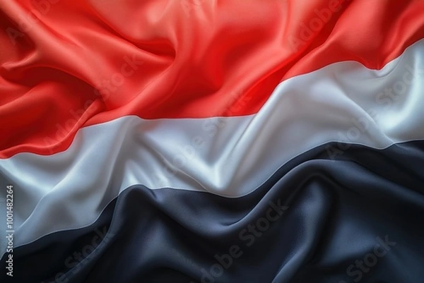 Fototapeta A flag with red, white and black stripes