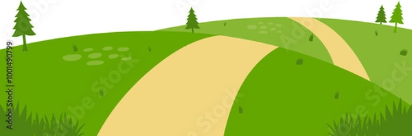 Fototapeta green hill illustration vector