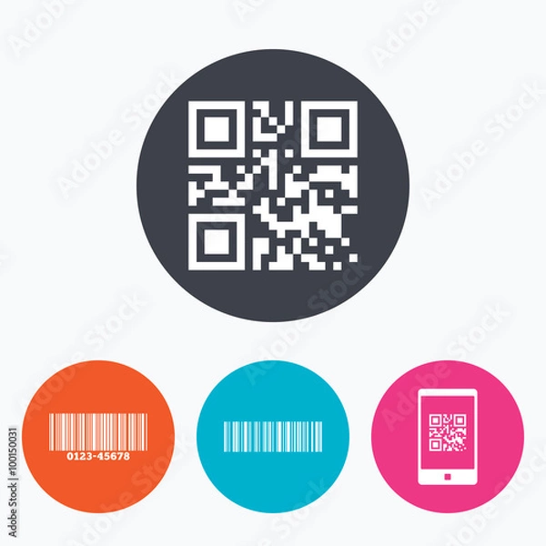 Fototapeta Bar and Qr code icons. Scan barcode symbol.