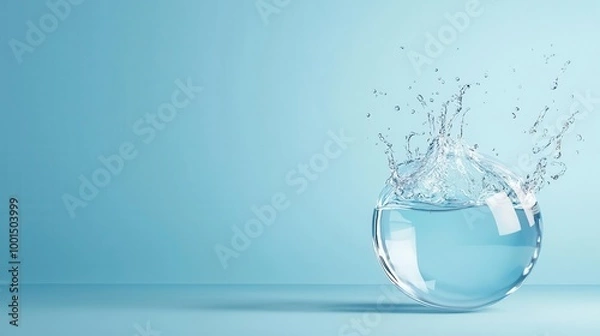 Fototapeta Fluid splashing inside a clear sphere, Fluid Containment, Behavior of liquids in confined spaces