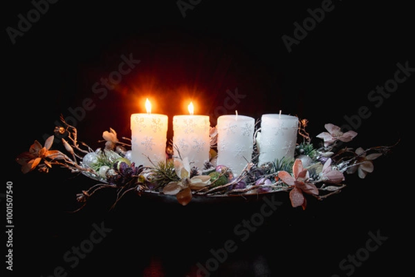 Obraz advent, 2 advent candles burning