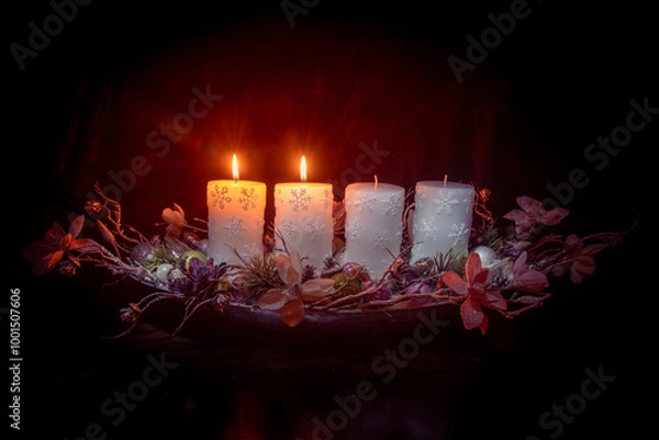 Obraz advent, 2 advent candles burning