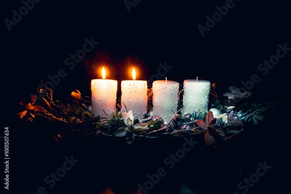 Obraz advent, 2 advent candles burning