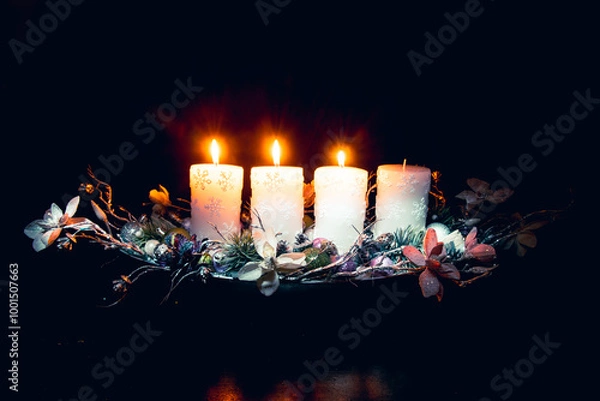 Obraz advent, 3 advent candles burning