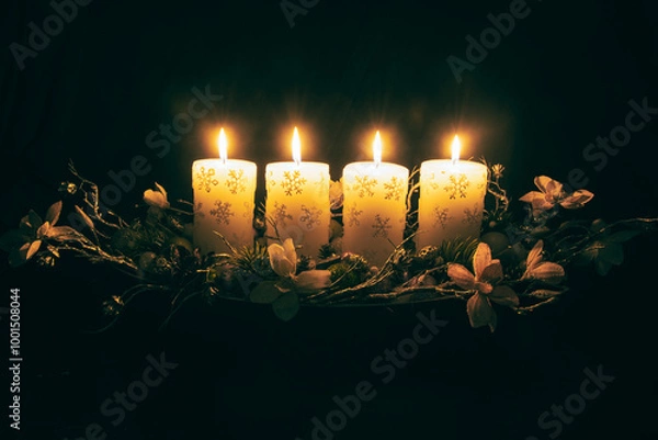 Obraz advent, 4 advent candles burning