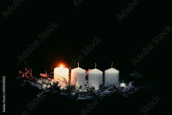 Obraz advent, 1st advent candle burning