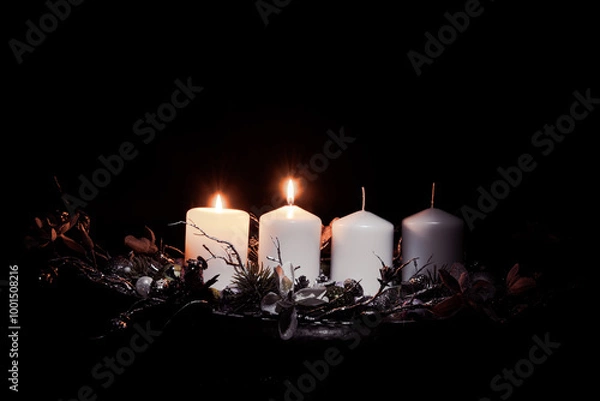 Obraz advent, 2 advent candles burning
