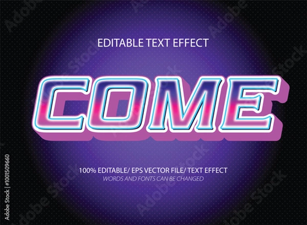Fototapeta Come 3d editable text effect