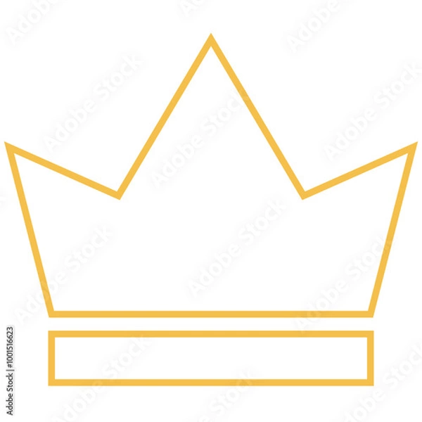 Obraz Minimalist Crown Outlined Icon Design | Flat Vector Golden Elegant Style
