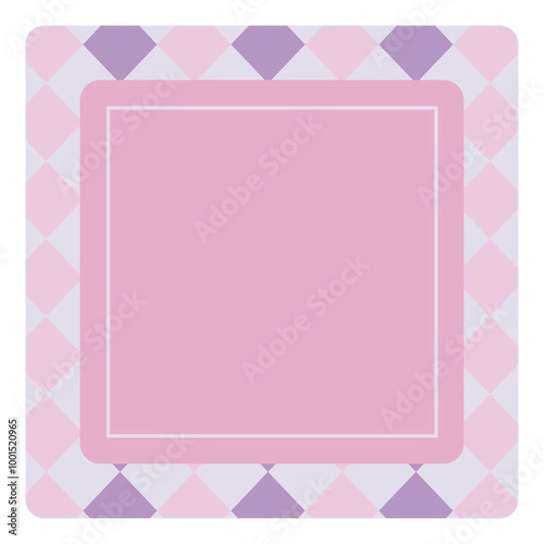 Fototapeta ピンクとダイヤ柄のモダンなメモフレーム