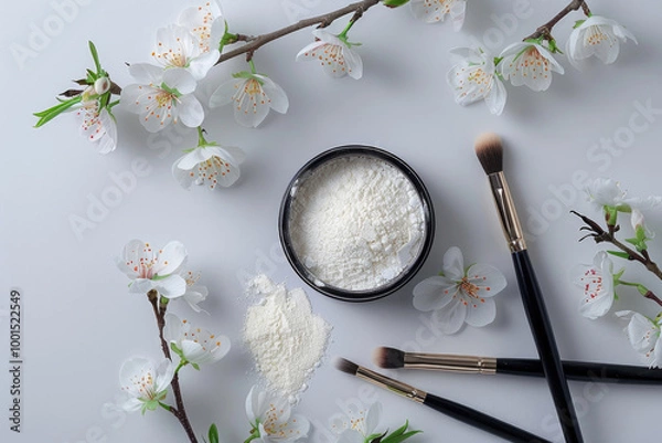 Fototapeta Oshiroi is a traditional Japanese white powder used in makeup, often for creating a flawless, pale complexion