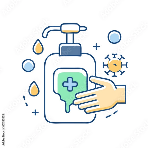 Obraz Hand sanitizer icon, symbol of hygiene and disinfection, minimalist style