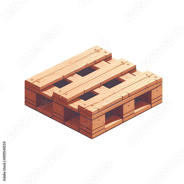 Fototapeta single Wooden pallet stack flat design isolated on transparent background