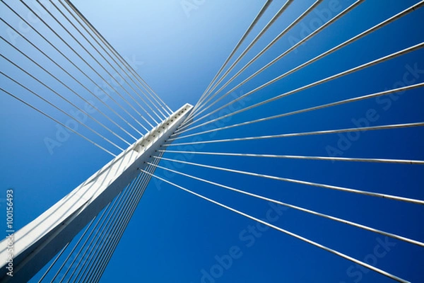 Obraz Wspaniała biała konstrukcja mostu nad czystym błękitnym niebem