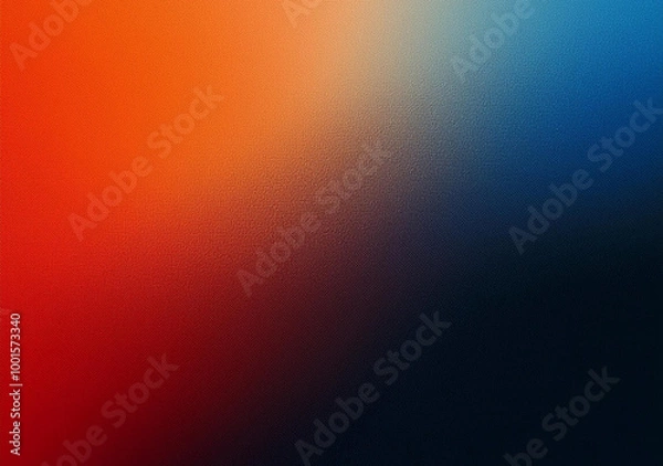 Fototapeta Vibrant color gradient grainy texture background orange red blue abstract color shape black backdrop, noisy banner header poster design