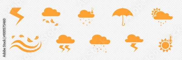 Fototapeta Weather icons, bad weather, sunny weather, Vector on white background.