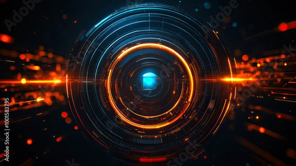 Fototapeta Futuristic abstract hi-tech design with digital background elements