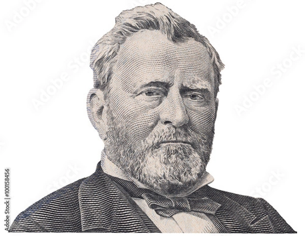 Obraz Ulysses grant us president face on fifty dollar bill macro isolated, united states money closeup