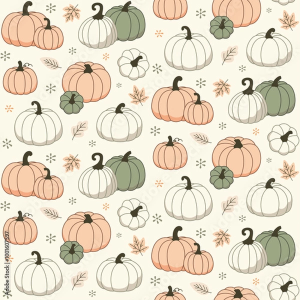 Fototapeta Light fall pumpkin pattern design
