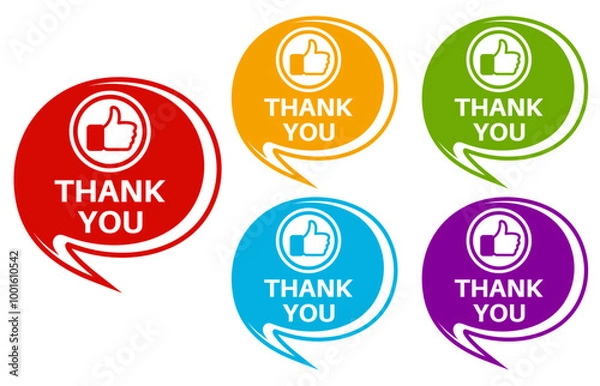 Fototapeta set stylish sign thank you icon. appreciate template banner design vector illustration