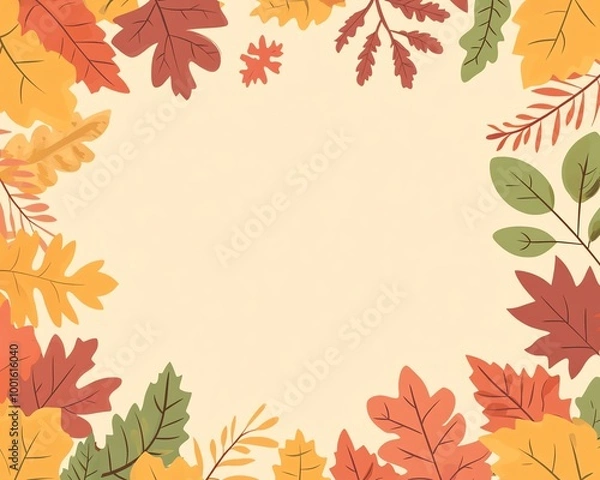 Fototapeta Autumn Leaves Frame Vector Illustration for design banner with white space for text