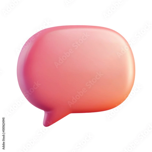Fototapeta 3D gradient pink speech bubble icon with a glossy finish. This eye-catching illustration is suitable for messaging, chat, and social media-related designs. Isolated on transparent background, png.
