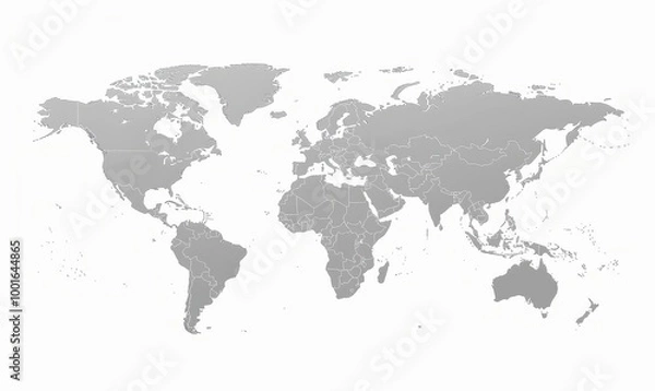 Fototapeta world map with borders, gray color on white background, vector illustration style, flat design, simple shapes, vector art, vector graphics, vector images, 2D --ar 57:34 --v 6 Job ID: 850fa502-6a54-4be