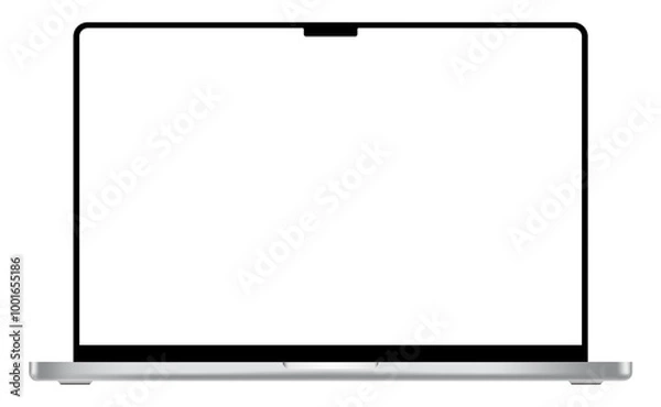 Fototapeta Apple MacBook Pro modern laptop mockup template with blank transparent display and black frame PNG. Notebook device for product advertisement and showcase