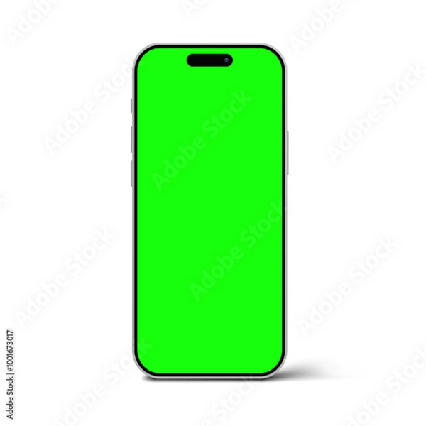 Fototapeta chromakey smartphone mockup. Phone template with green blank screen.eps