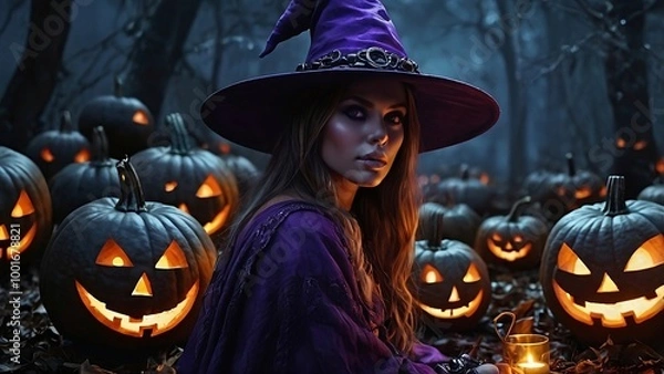 Obraz A purple witch, Generative AI