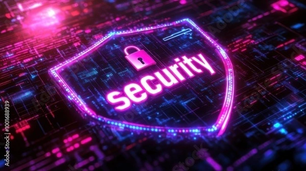 Fototapeta Cybersecurity Shield - Cyber Attack Prevention