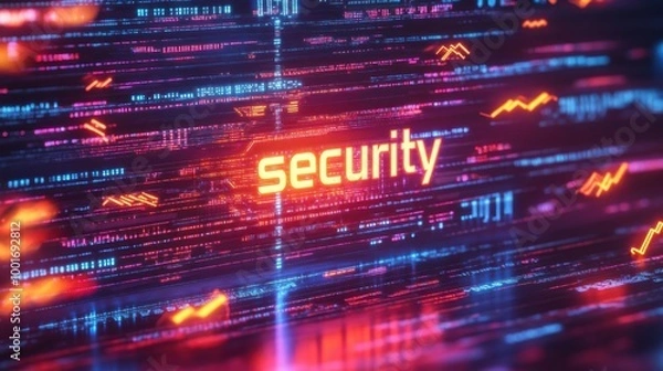 Fototapeta A digital firewall cybersecurity