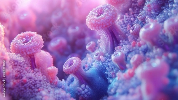 Obraz Exploring the Surreal Beauty of Vibrant Flora in a Microcosmic World