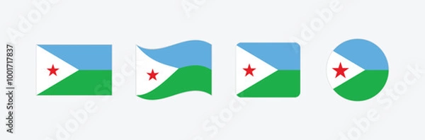 Obraz Vector Djibouti flag. Set of Djibouti Flags Collection. 
