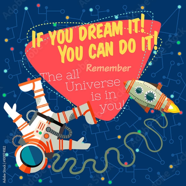 Fototapeta Vector illustration in flat style about outer space.