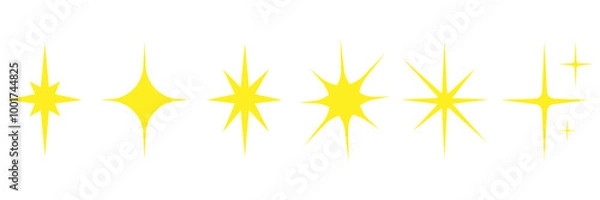 Fototapeta Stars icons.Shiny icons in different shapes.Set of original yellow stars.Vector illustration.