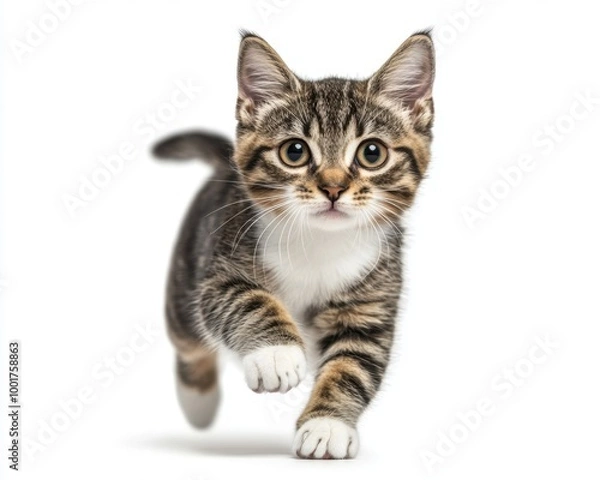 Fototapeta Cat kitten in motion pose transparent background