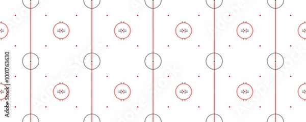 Fototapeta Ice hockey rink seamless pattern. Winter sports repeated background. Hockey playground top view vector illustration. Template skating arena with markup for sporting designs, gaming wallpapers