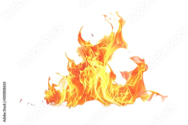 Fototapeta Transparent Flame Isolated on Black Background - Fire Effect Design Element