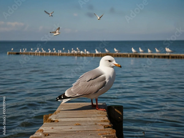 Fototapeta Pier and seagulls