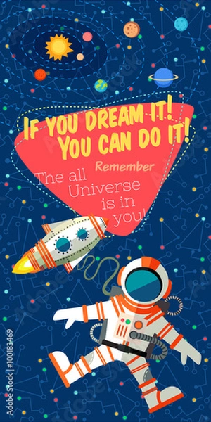 Obraz Vector illustration in flat style about outer space.