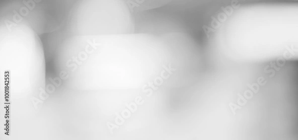 Fototapeta Blur white abstract background, blurred grey gradient bright light with copy space backdrop, banner, blank mordern business office interior hallway building design background, monochrome
