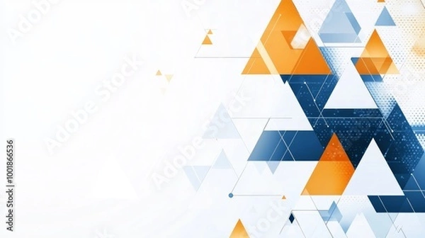 Obraz Abstract blue and orange triangle background vector presentation design template 